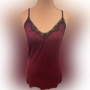 Y2K Express Sexy retro Cami Tank Purple Shelf Bra Lace Trim  M #grunge #goth